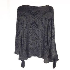 Chicos Travelers Green Black Paisley Cardigan